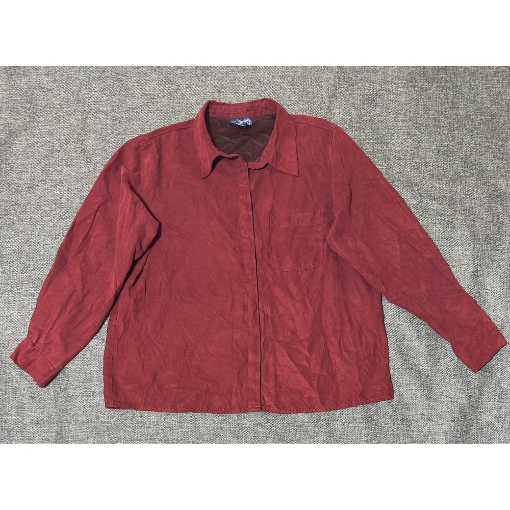 Venezia Jeans Womens 14/16 Shirt Faux Suede Long Sleeve Red
